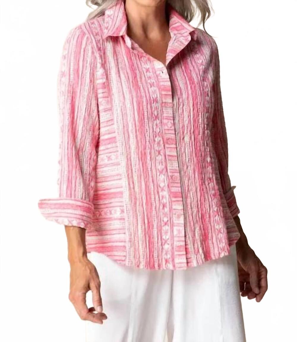 NEW HABITAT st. tropez stripe favorite shirt in coral